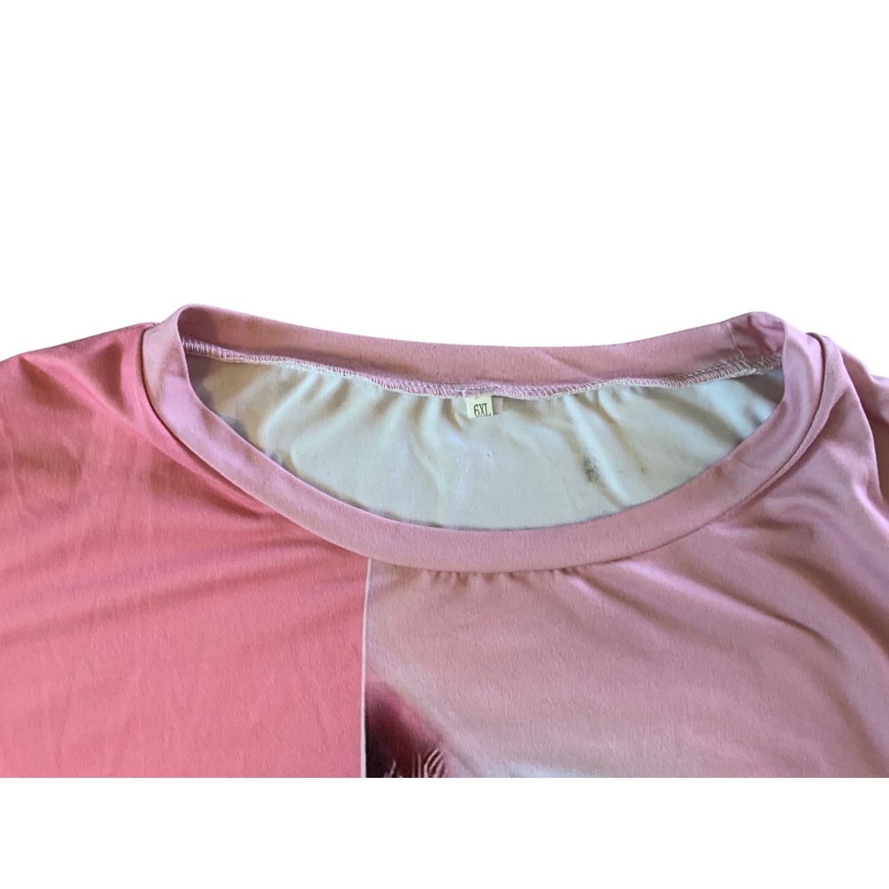 Womens Pink Peeking Panda Graphic T-Shirt Short Sleeve Oversized Top 6XL - Picture 3 of 3